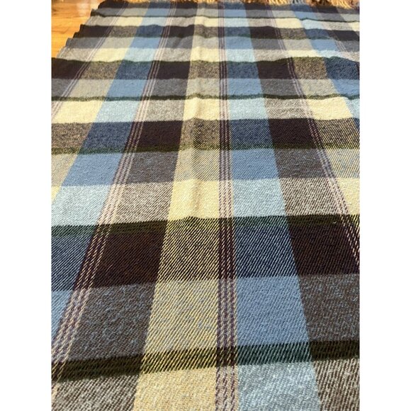 LL Bean Vintage Classic Light Blue Purple Plaid Soft Wool Throw Blanket ~49 x 51 - Picture 12 of 13
